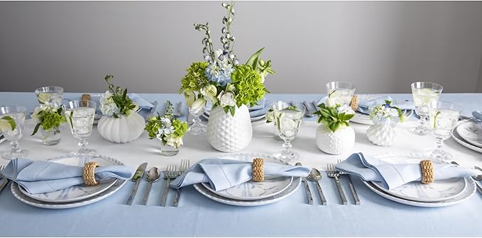 Solino Home Linen White Table Runner 60 Inches - Classic Hemstitch, 100% Pure Linen Coffee Table Runner 14 x 60 Inch Ideal for Dresser Tables - Fall, Autumn, Halloween, Thanksgiving-Ruum Studio Home