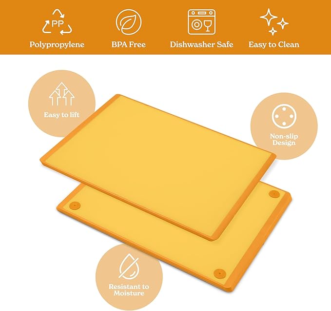 SMIRLY Plastic Cutting Board Set, Dishwasher Safe Plastic Cutting Boards Set for Kitchen, Cutting Boards for Kitchen - Plastic Chopping Board Set