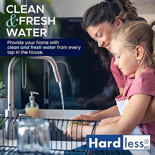 Hardless NG4 Whole House Water Filter - Salt-Free Softening Device - Reduces Limescale, Sediment & More - Compact, Easy to Install - Comes w/ 1" Inlet/Outlet- Filtration System for Extra Hard Water-Ruum Studio Home