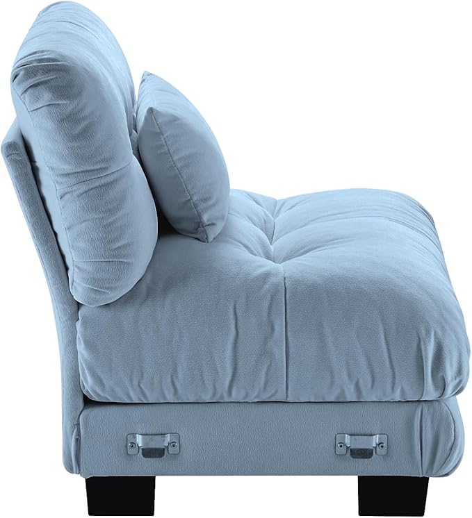 Armless Sofa W/1 Pillow - Blue-Ruum Studio Home