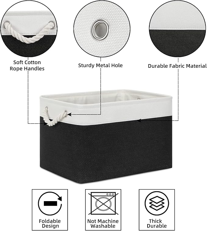Bidtakay Black Storage Baskets for Shelves [3-pack] Collapsible Organizer Baskets for Laundry Storage 15 X 11 X 9.5 Inches Dog Toy Bins Fabric Storage Bins for Bedroom Home Storage-Ruum Studio Home