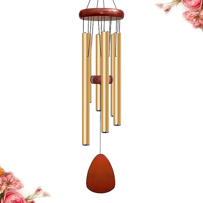 28" Wind Chime for Mothers Day, Decorative Wind Chimes for Outside, Memorial Windchimes Remembrance Gift for Women Mom Grandma, Metal Wind Chimes Outdoor Decor for Garden Patio Zen(Gold)-Ruum Studio Home