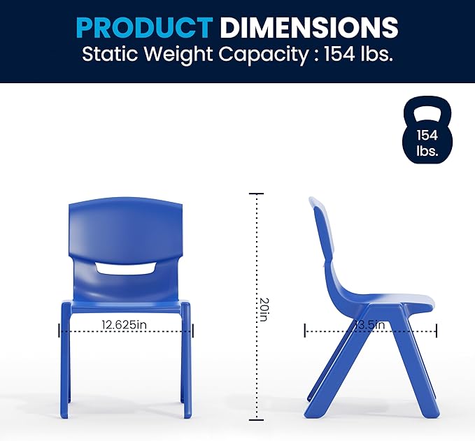 EMMA + OLIVER 23.625" W x 47.25" L Blue Plastic Activity Table Set-6 Chairs-Ruum Studio Home