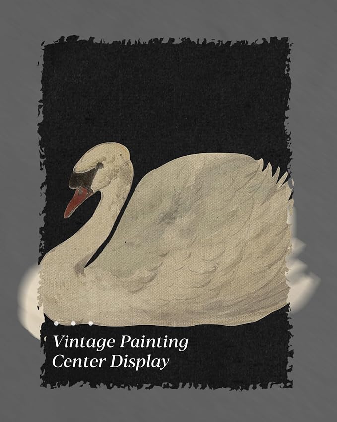 HUARCEY Gold Framed Vintage Wall Art for Living Room, Grace Swan Art Painting Pictures Rustic Animal Bathroom Prints Farmhouse Wall Decor Mother's Day Gifts for Mom Canvas Swan Shelf Decor for Bedroom-Ruum Studio Home