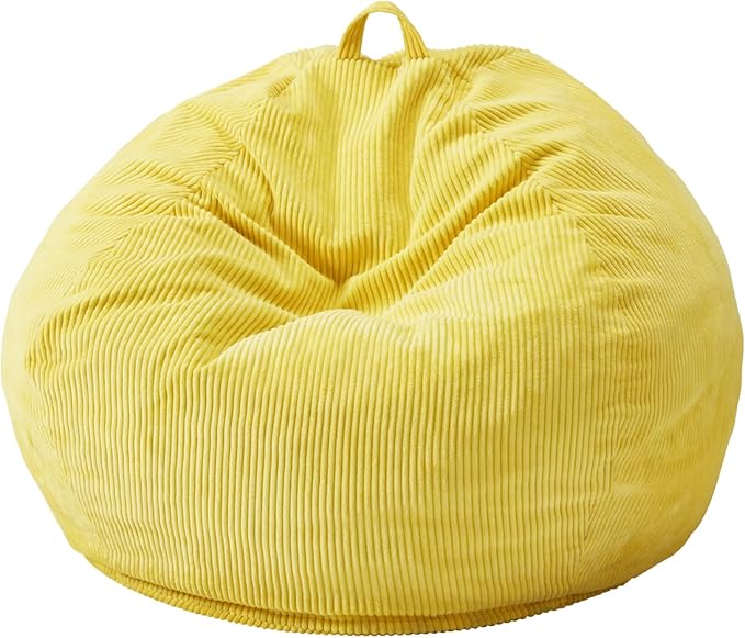 Hobestluk 2.5FT Bean Bag Chair Beanbags Small Bean Bag Chair with Filler Included Teardrop Bean Bag with Removable Cover for Bedroom Living Room (Small, Yellow)-Ruum Studio Home