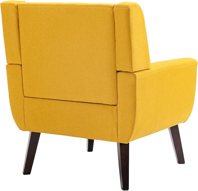 UIXE Accent Chair, Modern Upholstered Armchair Mid-Century Arm Chair in Fabric for Living Room, Comfy Single Sofa Seats Button Tufted Reading Seating, Yellow-Ruum Studio Home