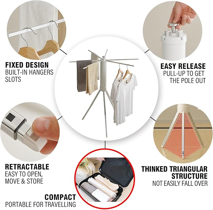 JOOM Clothes Drying Rack Portable Foldable - Drying Rack Clothing Space Saving,Collapsible Drying Rack for Laundry,Travel,Indoor,Outdoor. Folding Clothing Rack Home and Travel (Small Silver)-Ruum Studio Home