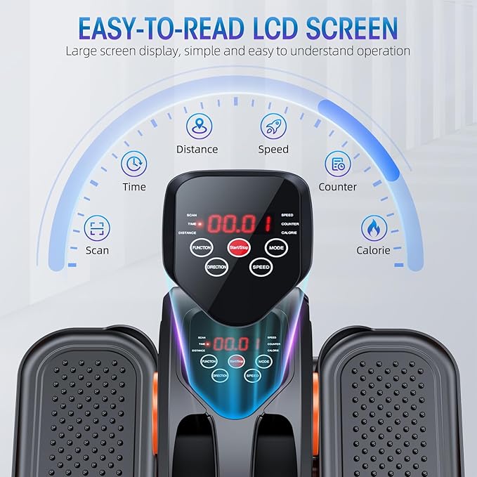 Under Desk Elliptical Machine, Quiet & Portable Seated Pedal Exerciser with 12 Adjustable Speeds & Remote Control, Low-Impact Electric Ellipse Leg Exerciser for Cardio & Strength-Ruum Studio Home