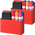 BEYGORM 2 Pack Plastics Magnetic Pen Holder for Refrigerator, Dry Erase Marker Holder for Whiteboard，Magnet School Locker Organizer Accessories, Pencil Cup, Pen Caddy, Classroom Organization(Red)-Ruum Studio Home