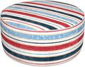 Inflatable Ottoman Stool D31 xH14 for Outdoor/Indoor Use, Water Repellent Patio Foot Rest Stool with Portable Handle,Round Pouf Ottoman Suitable for Garden,Deck and Camping - Stripe Red Blue-Ruum Studio Home
