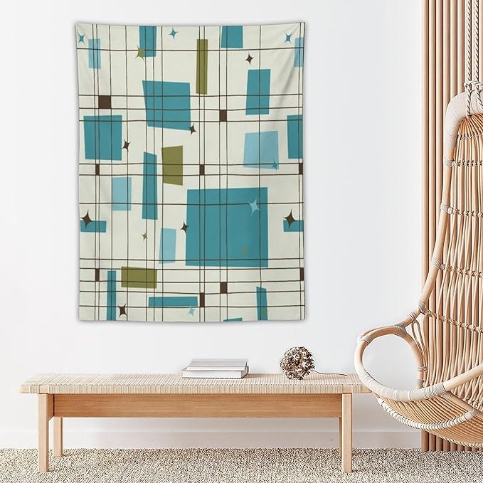 ICMOLYYENLO Boho Medieval Cat Tapestry, Abstract Atomic Starburst Geometric Aesthetic Art Wall Hanging For Bedroom Living Room Dormitory 60x80 Inches-Ruum Studio Home