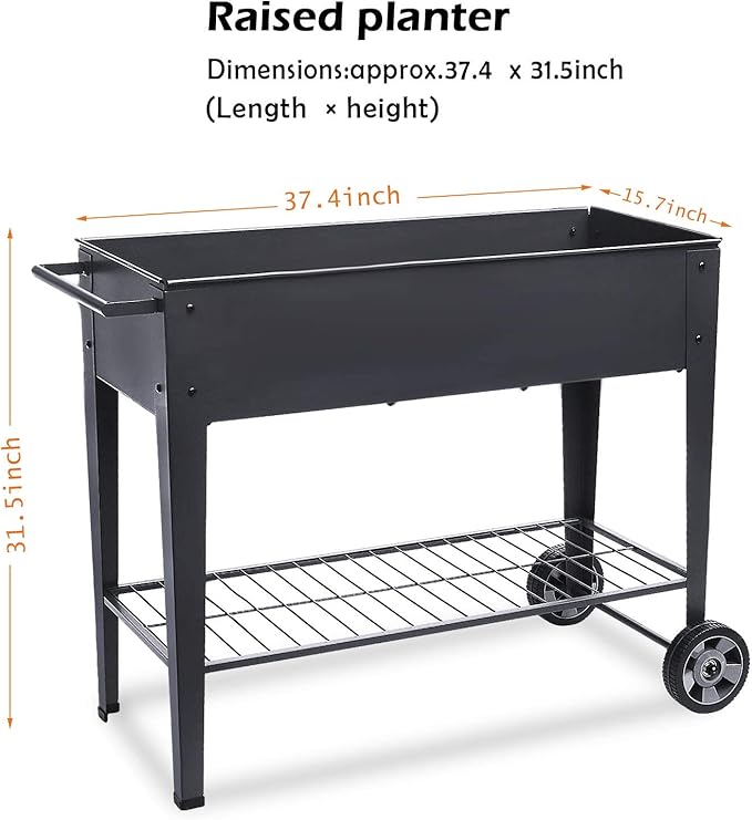 Raised Planter Box with Legs Outdoor Elevated Garden Bed On Wheels for Vegetables Flower Herb Patio-Ruum Studio Home