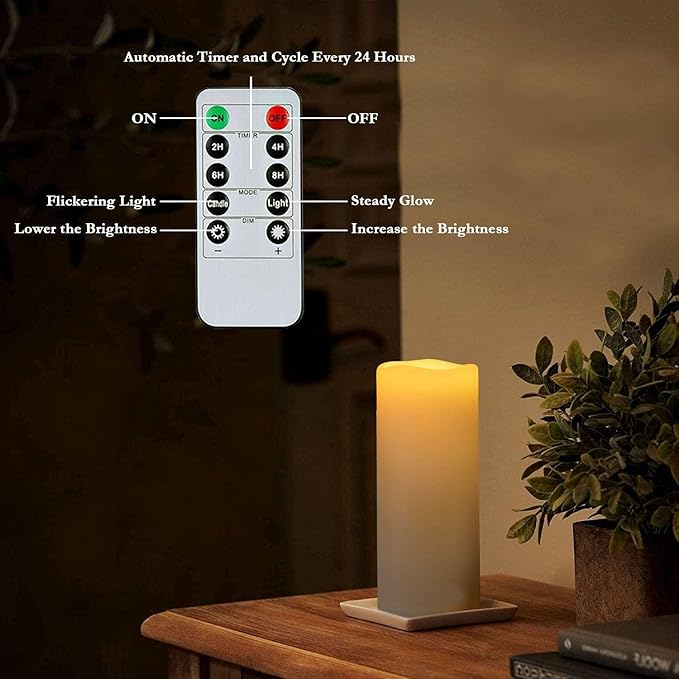 Homemory 4" x 10" Large Waterproof Outdoor Flameless Candles, Battery Operated LED Pillar Candles with Remote and Timers for Indoor Outdoor Lanterns, Long Lasting, Dark Ivory, Set of 4-Ruum Studio Home