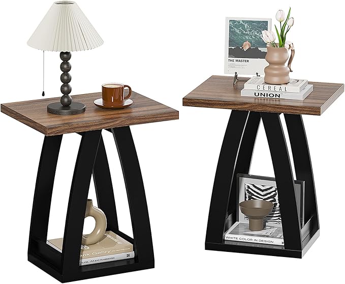 End Table, Side Table, Nightstand, Sofa Side Table with Shelf, Modern End Table for Living Room, Bedroom-Ruum Studio Home