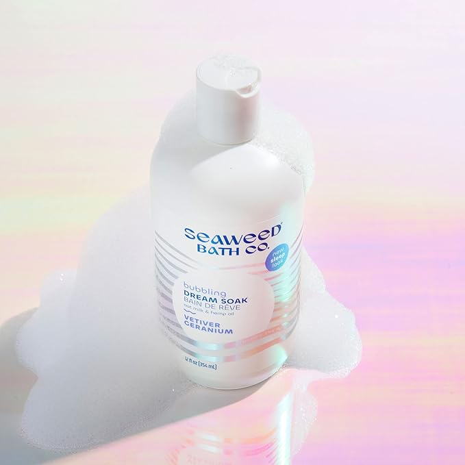 Seaweed Bath Co. Bubbling Dream Soak, Vetiver Geranium Scent, 12 Ounce, Sustainably Harvested Seaweed, Oat Milk, Hemp Oil-Ruum Studio Home
