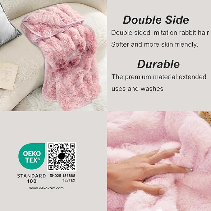 Bcareself Faux Fur Blanket Two Sided Ultra Soft Fluffy Reversible Fuzzy Throw Blanket for Women Men Double Sided Ombre Faux Luxe Faux Fur Thick Minky Blanket for Couch Bed-Ruum Studio Home