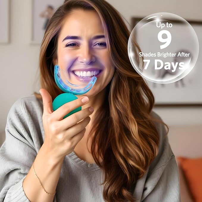 BESTEK Teeth Whitening Kit - 32X LED Teeth Whitening Light, 10 Min Fast Teeth Whitener with 4 Tubes of 35% Carbamide Peroxide Teeth Whitening Gel for Remove Coffee Wine Tobacco Teeth Stains - Blue-Ruum Studio Home