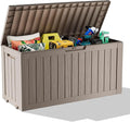 76 Gallon Outdoor Deck Box,Storage Lockable Waterproof Patio Furniture,Garden Tools,Cushions,Pool Accessories Outside Storage Resin Box(Grey)-Ruum Studio Home