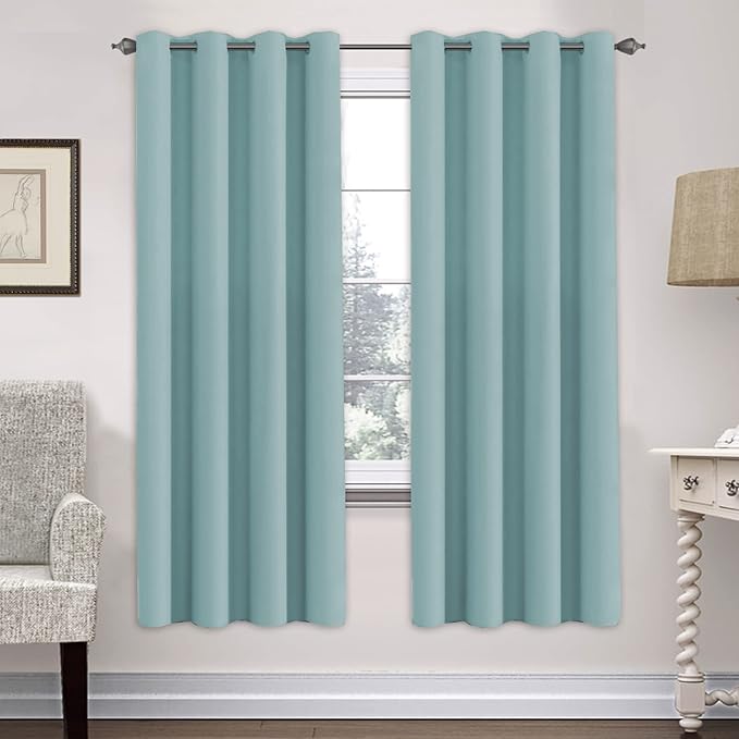 H.VERSAILTEX Ultra Soft Microfiber Thermal Insulated Antique Copper Grommet Blackout Curtains/Window Treatment Draperies 52 by 72 - Inch for Living Room/Bedroom,Set of 2 - Mineral Blue-Ruum Studio Home