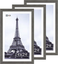 VCK 14x24 Frame 3 Pack, Gray Solid Wood Picture Frame, Exclusive Wood Grain, Wall Gallery Frame-Ruum Studio Home