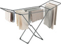 SONGMICS Clothes Drying Rack, Metal Laundry Drying Rack, Foldable, Space-Saving, Free-Standing Airer, with 2 Gullwings, Indoor Outdoor Use, Bed Linen Clothing, Gray ULLR540G01-Ruum Studio Home