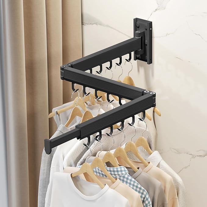 Wall Mounted Clothes Drying Rack, Collapsible Laundry Drying Rack, Retractable Foldable Drying Rack Clothing for Hanging Clothes-Ruum Studio Home