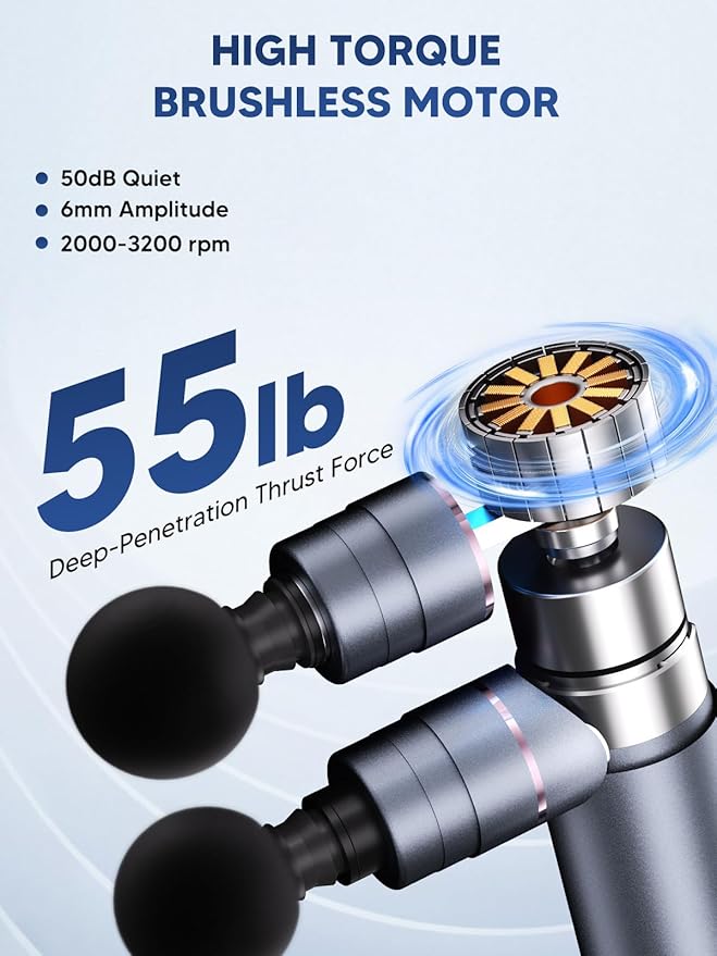 arboleaf Massage Gun Deep Tissue with Double Heads, Full-Metal Electric Portable Handheld Massager for Back, Shoulder, Sore Muscles, Pain Relief, 5 Modes, Seamless Speed Control-Ruum Studio Home