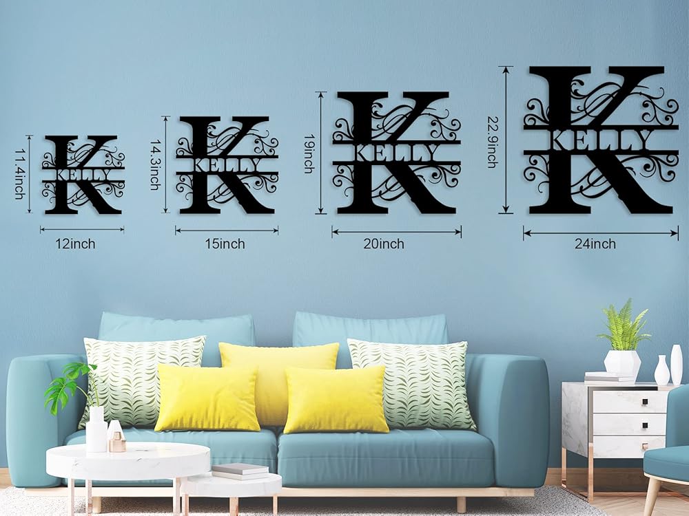 Custom Metal Name Sign | Personalized Metal Signs | Split Letter Monogram Wall Decor | Last Name Sign | Family Name Sign | Personalized Anniversary Wedding Gift | Outdoor Metal Art | Housewarming Gift-Ruum Studio Home