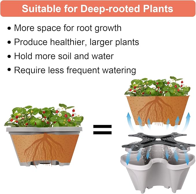Vertical Planter 6 Tier Stackable Planters Garden Planters Strawberry Herb Flower and Vegetable Planter Indoor Outdoor Gardening Pots with Removable Wheels and Tools 2-Pack-Ruum Studio Home