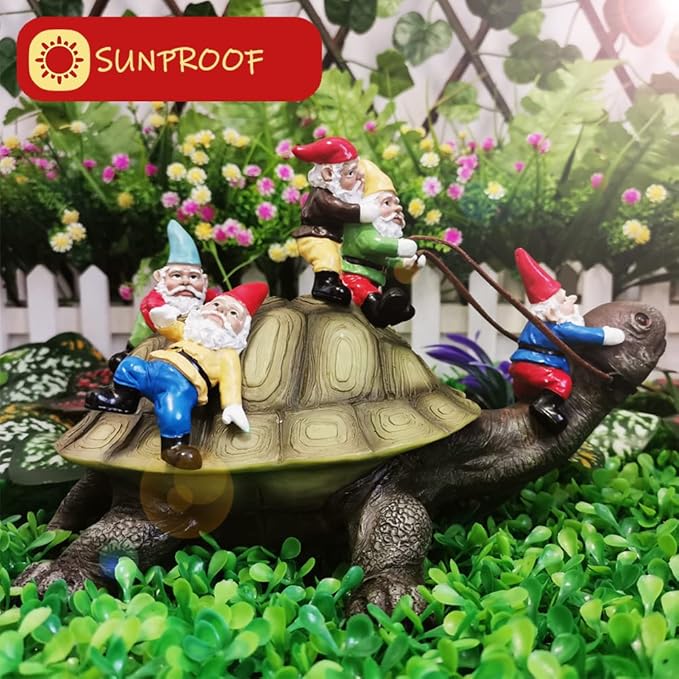 Sunthus Garden Gnome Turtle Statues Yard Art Resin Figurine Decorations Outdoor Garden Décor-Ruum Studio Home