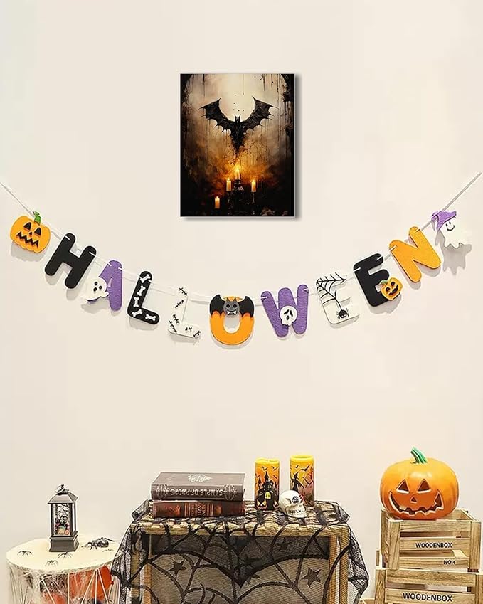 AbcCustomize Halloween Canvas Wall Art - Vintage Moody Bat Poster, Gothic Dark Academia Wall Decor, Spooky Halloween Decor for Farmhouse & Cottage, Fall Decorations Indoor for Living Room & Bedroom-Ruum Studio Home