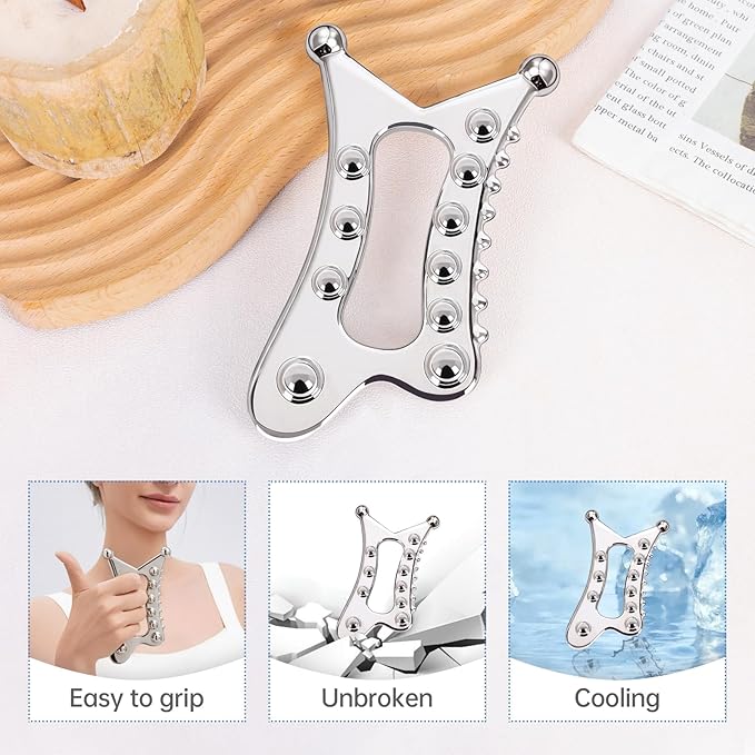 Metal Body Gua Sha Tool, 5 in 1 Muscle Scraper Tool, Lymphatic Drainage Massager for Self Care, Fascia Blaster for Cellulite, Trigger Point Massage Tools for Pain Relief-Ruum Studio Home