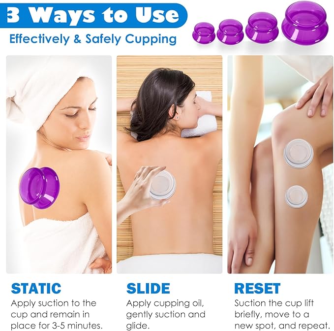 15Pcs Cupping Therapy Set-Professional Silicone Cupping, Suitable for Facial Body Massage/Deep Myofascial Release/Pain Relief/Muscle Relaxation & More (Purple,15pcs)-Ruum Studio Home