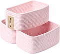 Small Storage Baskets for Organizing | Closet Organizer Bins | Shelf Toy Basket | Woven Rope Baskets | Cube Decorative Box | Shallow Basket | 13x8.5x5.1” | 3 Packs Light Pink-Ruum Studio Home