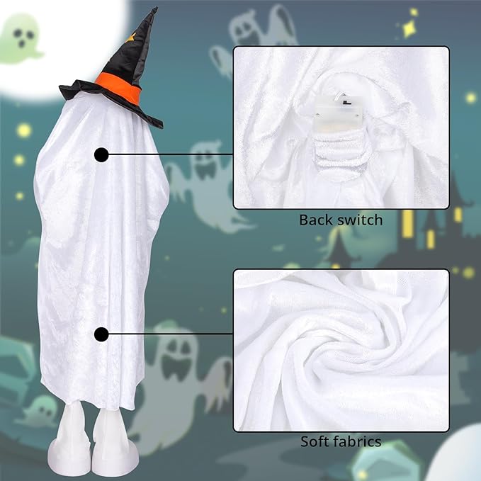 Halloween Decorations Ghost Decor Light-Up Color-Changing Spooky Ghost Porch Decorations Trick or Treater with Candy Pocket, Ghost Halloween Decor for Yard Lawn Home Indoor Outdoor 1PACK 38" H-Ruum Studio Home