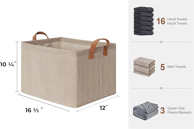 StorageWorks Storage Bins, Fabric Storage Bins for Shelves, Large Storage Baskets with Metal Frame, Closet Baskets and Bins with Handles, Brown and Beige, 2-Pack-Ruum Studio Home