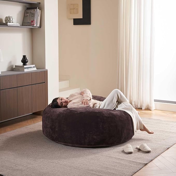 5FT，Big Bean Bag Chairs for Adults，Large beanbag with Filler Included，Memory Foam Material，Easy to Clean and Washable Corduroy Fabric，Suitable for Living Room and Bedroom (Brown, 5 Foot)-Ruum Studio Home