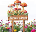 Personalized Mushroom Metal Sign with Stake,Custom Gardener Family Name Signs Outdoor Decor,Customized Flower Gardening Housewarming Gifts,Flowers Plaques for Patio Lawn Porch Backyard Farmhouse-Ruum Studio Home
