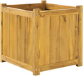 IDZO Acacia Wood Flower Planter Box for Outdoor Plants, 1pc Wooden Raised Garden Bed with Handles, Drainage Holes, Ideal for Garden and Home Décor, Golden Teak-Ruum Studio Home