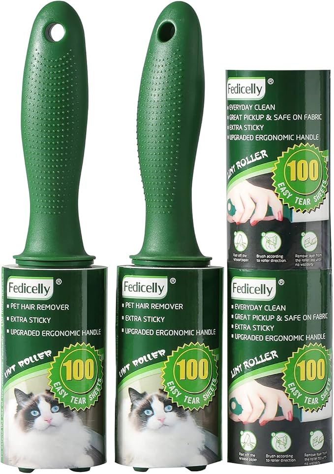 Fedicelly Extra Sticky Lint Rollers Pet Hair Remover for Laundry Clothes Furniture Carpet,Total 400 Sheets Lint Rollers Refills Dog Cat Hair Lint Remover Brush Couch-Ruum Studio Home