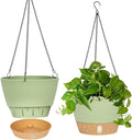 QCQHDU 2 Pack Hanging Planters for Indoor Outdoor Plants, 10 Inch Hanging Baskets Flower Pots with Reservoir Tray & Visible Water-Level-Ruum Studio Home