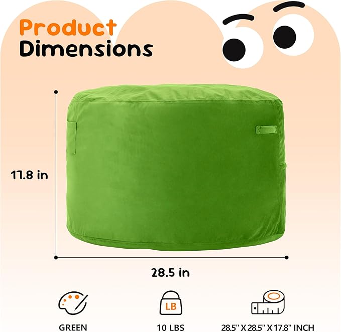 Hobestluk Bean Bag Chairs 2.5FT Bean Bag Chair with Memory Foam Filled & Machine Washable Cover,Beanbag Chair, Small Bean Bag Chairs for Playroom, Living Room, Bedroom-Ruum Studio Home