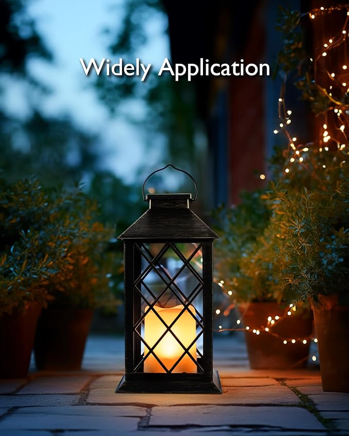 Homemory Solar Lanterns Outdoor Waterproof Hanging with Flickering Flameless Candles, 2 Pack Garden Outdoor Lantern Decorative for Patio Front Porch Backyard Balcony Cabin Outside (Bronze)-Ruum Studio Home