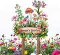 Personalized Mushroom Metal Sign with Stake,Custom Gardener Last Name Signs Outdoor Decoration,Customized Flowers Garden Accessories Decor for Grandma,Butterfly Plaques for Patio Lawn Porch Backyard-Ruum Studio Home