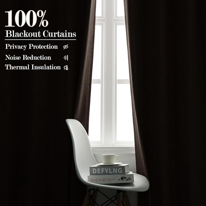 Light Coffee Pinch Pleat 100% Blackout Drapes Linen Blend, Room Divider, Room Darkening, Energy Saving, Furniture Protecting, Light Blocking Extra Wide Privacy Curtains, 240Wx84L, 1 PC-Ruum Studio Home