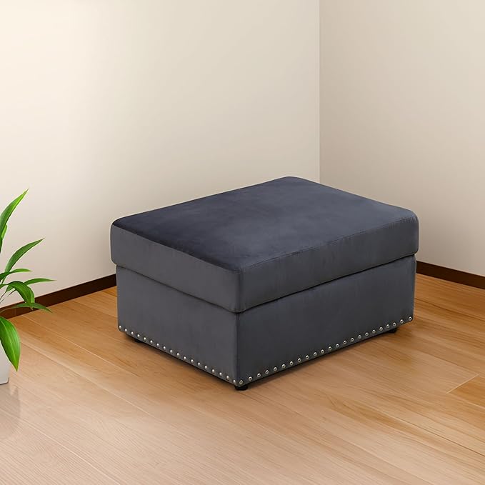 Ottoman Rectangular Storage Ottoman Bench, Flannel Footrest Stool Footstool with Lid for Living Room, Bedroom, Entryway, Brown, 33.5"x25.5"x18"-Ruum Studio Home