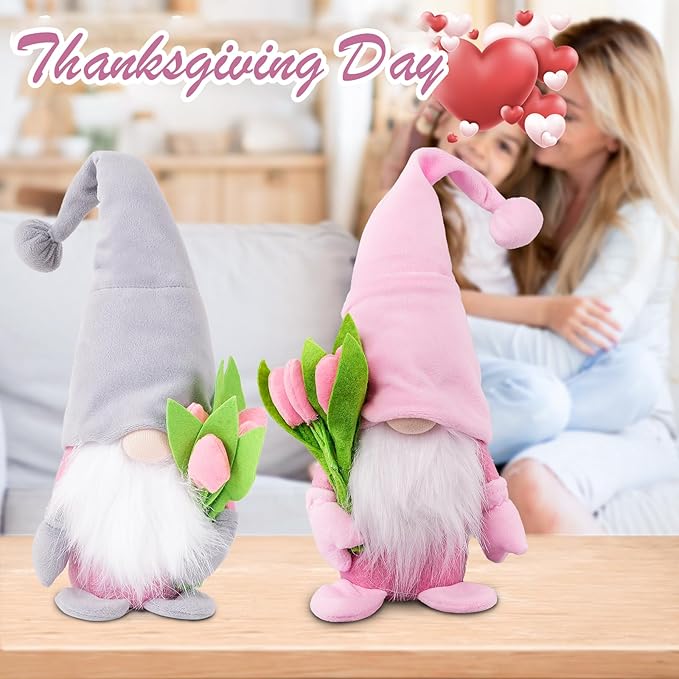 Gnome Plush Decorations Gift,15 inch Gnomes Decorations for Home,Fall Gnomes Plush Table Decoration Gnome Gifts for Women Swedish Tomte Nisse Doll Tabletop Scandinavian Elf Plushie,Pink-Ruum Studio Home