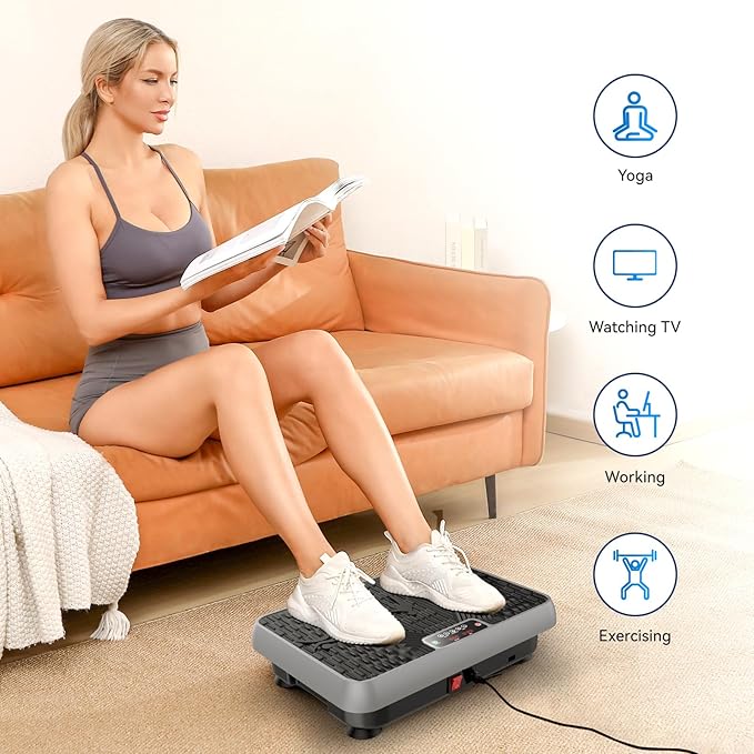 Premium Vibration Plate for Lymphatic Drainage, Weight Loss, Whole Body Workout Power Vibration Plate, Shake Plate,Home Gym Fitness Equipment,Grey-Ruum Studio Home
