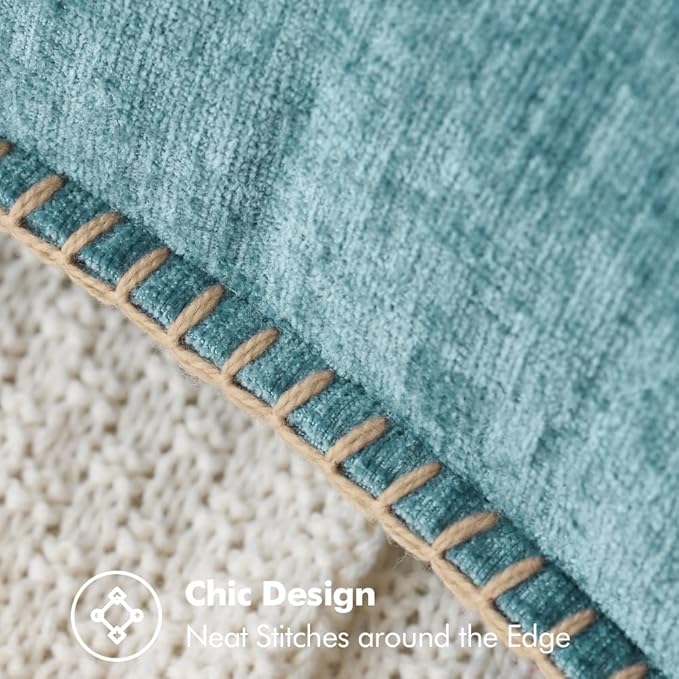 MIULEE Pack of 2 Couch Throw Pillow Covers 18x18 Inch Coastal Smoke Blue Farmhouse Decorative Pillow Covers with Stitched Edge Soft Chenille Solid Dyed Spring Pillow Covers for Sofa Bed Living Room-Ruum Studio Home