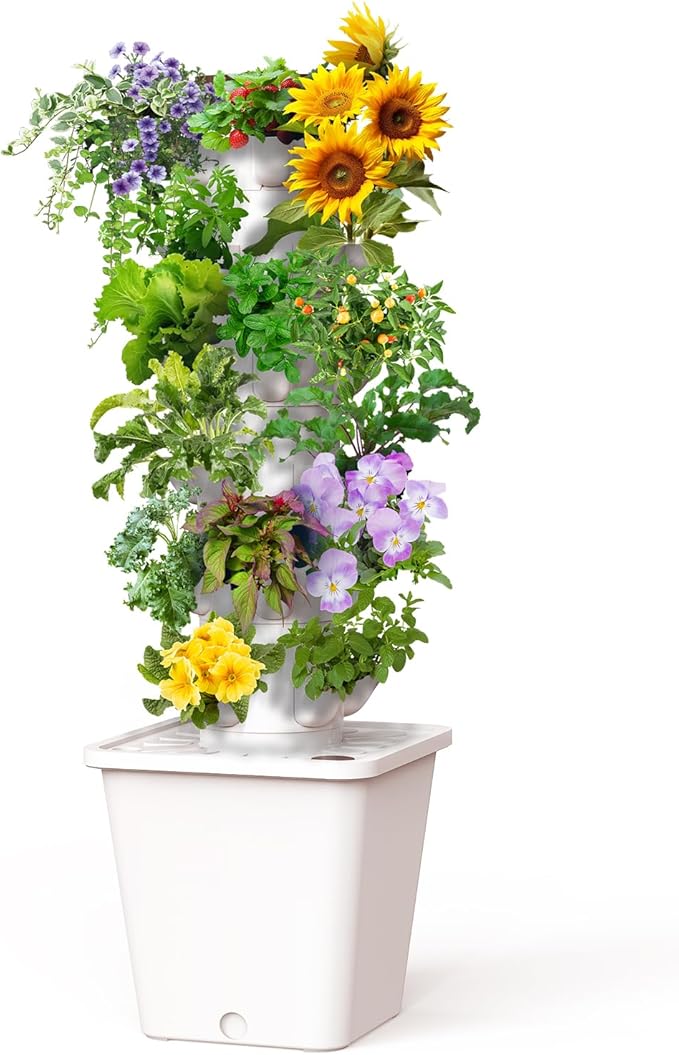 Vertical Hydroponics Growing System Kit, Indoor Outdoor Gardening System Kits, Herb & Fruits Growing Tower, 6 Layer 30 Pods-Ruum Studio Home